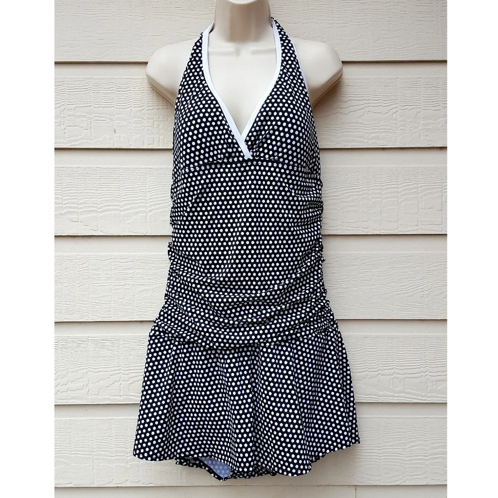 Women’s One Piece Halter Swimsuit Skirted - Picture 10 of 15